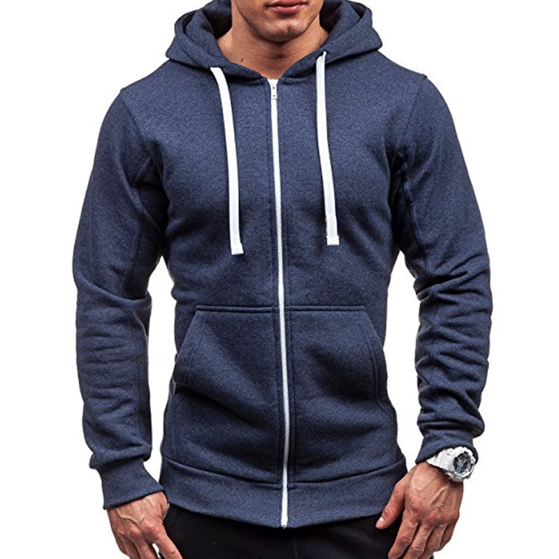 Cheap Hoodies Lovely Casual Hooded Collar Navy Blue Hoodie