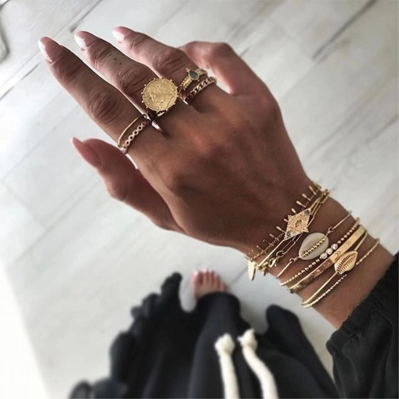 

Lovely Trendy 5-piece Gold Metal Ring