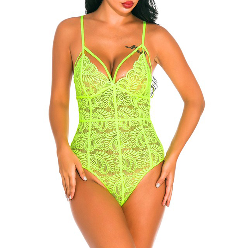 

Lovely Sexy Hollow-out Light Green Teddies