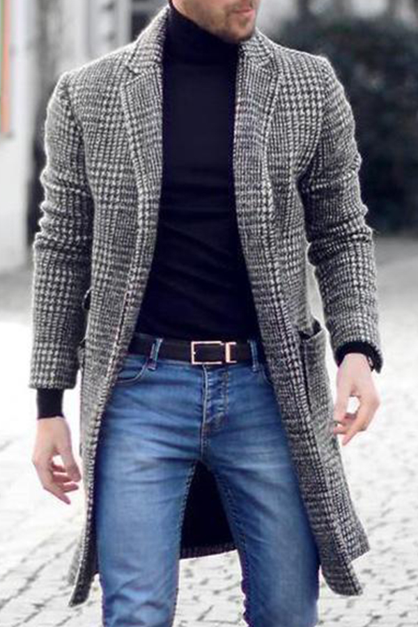 Lovely Work Plaid Printed Black And White Coat