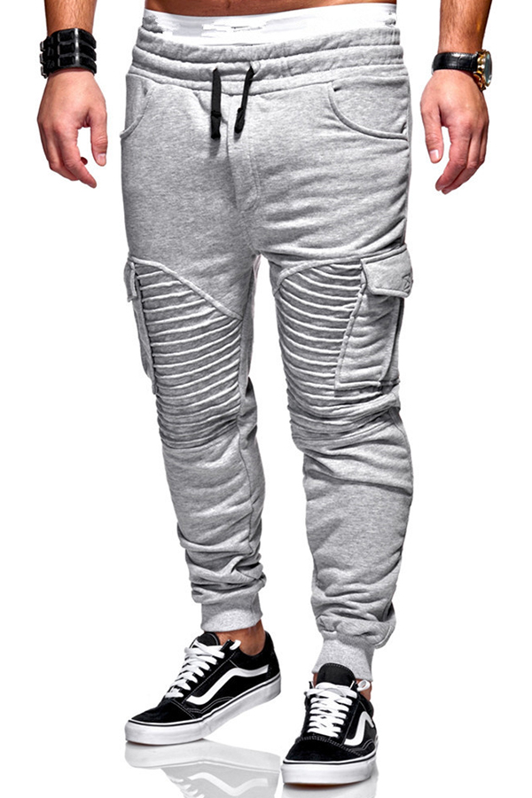 

Lovely Casual Patchwork Light Grey Pants