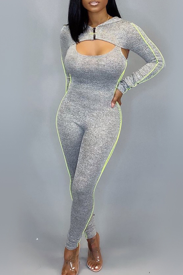 Cheap Jumpsuit Lovely Leisure Hollow-out Grey One-piece Jumpsuit