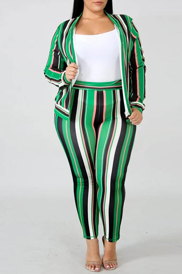 

Lovely Casual Striped Plus Size Two-piece Pants Set, Stripe