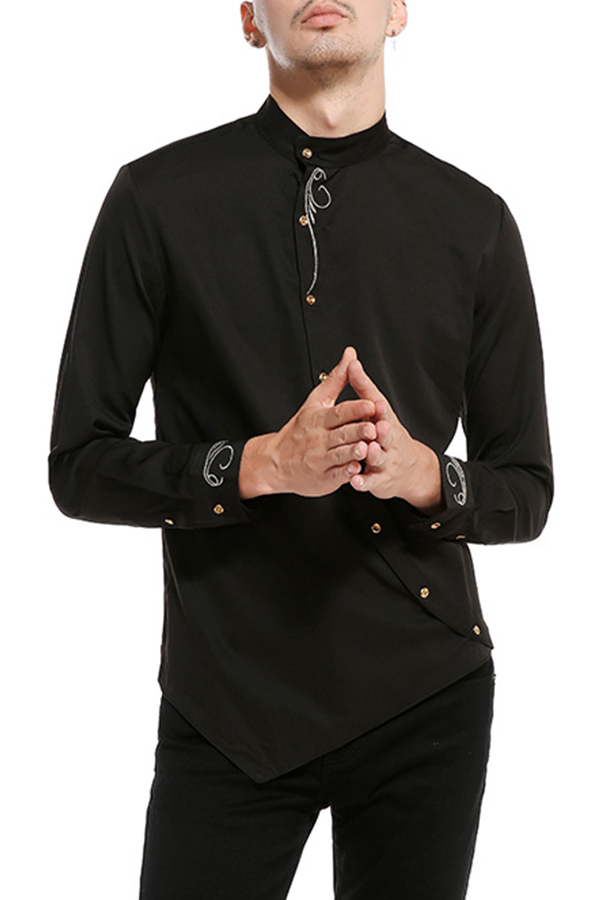 Cheap Shirt Lovely Casual Mandarin Collar Black Shirt