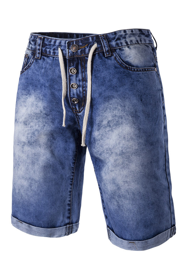 Lovely Casual Make Old Baby Blue Shorts