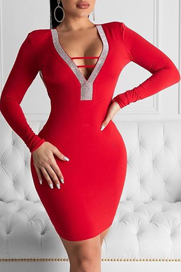 

Lovely Sexy Backless Red Mini Dress