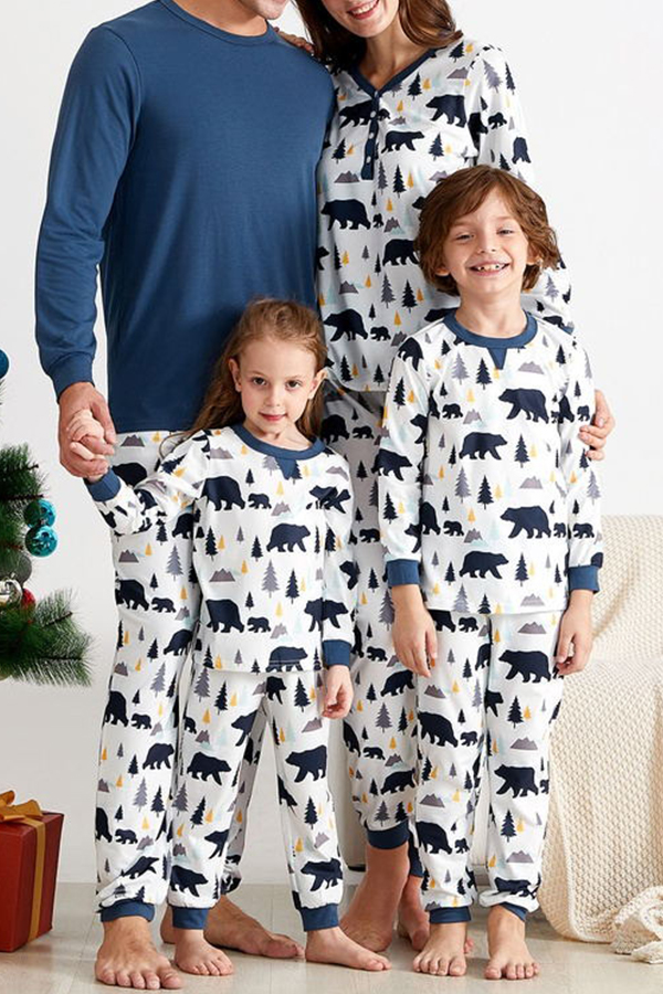 

Lovely Family Printed White Mother Two-piece Pants Set