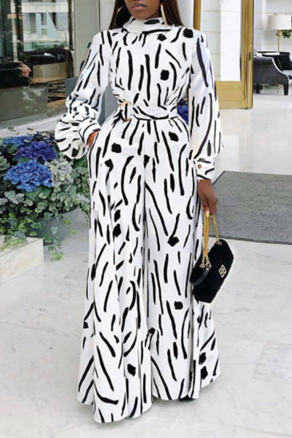 Lovely Trendy Printed White One-piece Jumpsuit