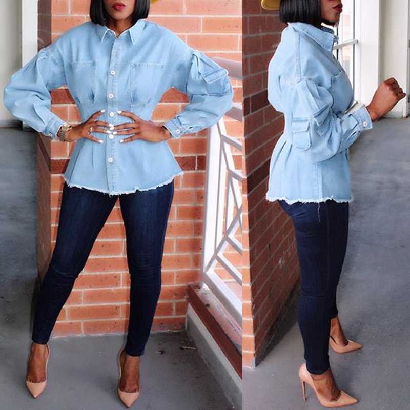 

Lovely Sweet Buttons Design Baby Blue Shirt