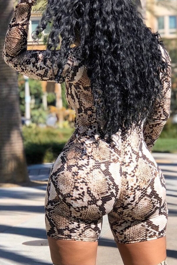 snakeskin romper shorts