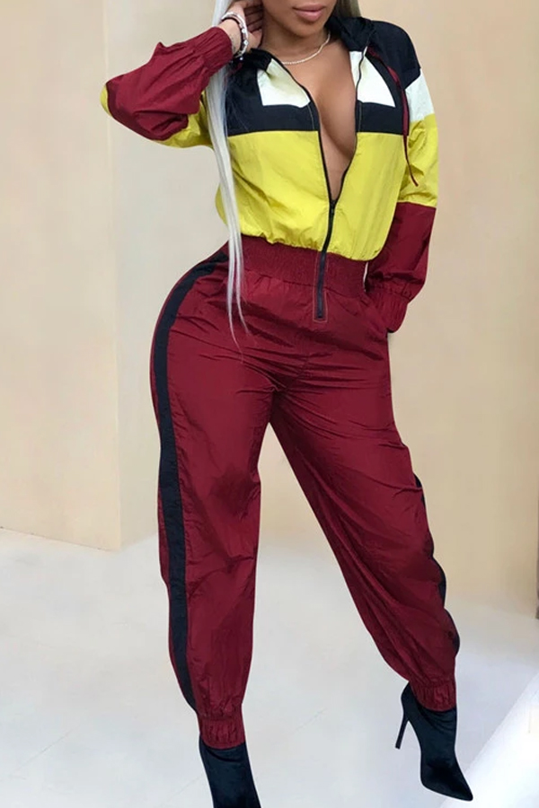 Lovely Trendy Patchwork Red One-piece Jumpsuit