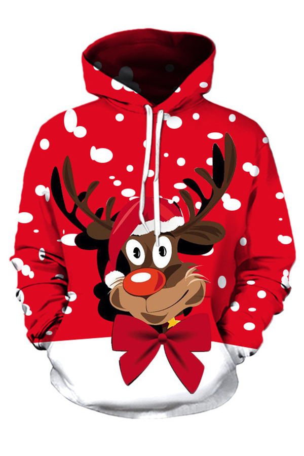 Cheap Hoodies Lovely Christmas Day Printed Red Hoodie