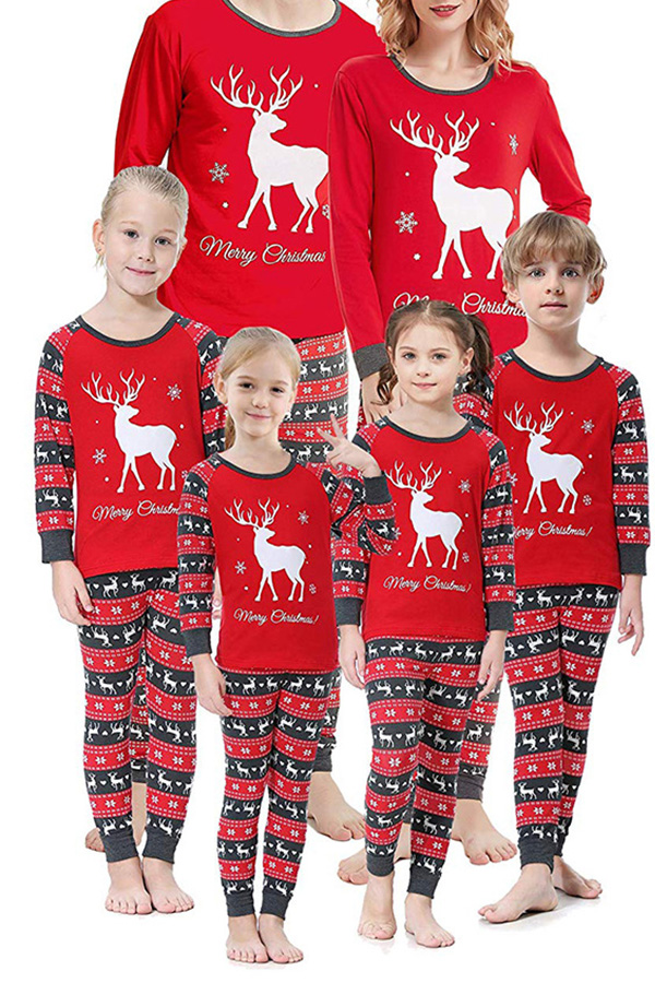 

Lovely Family Christmas Deer Red Mother Two-piece Pants Set