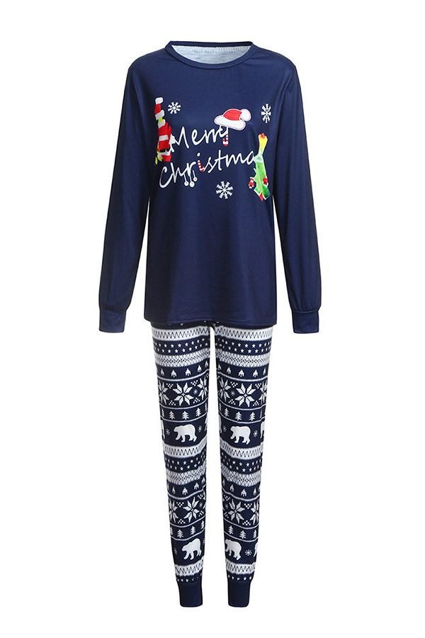 

Lovely Family Printed Dark Blue Mother Two-piece Pants Set