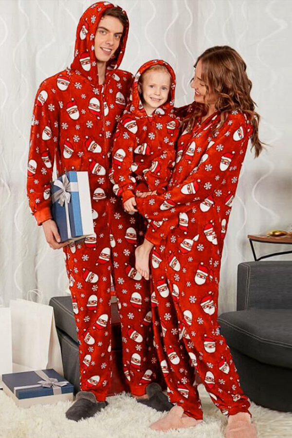 

Lovely Family Santa Claus Printed Dark Blue Red One-piece Jumpsuit
