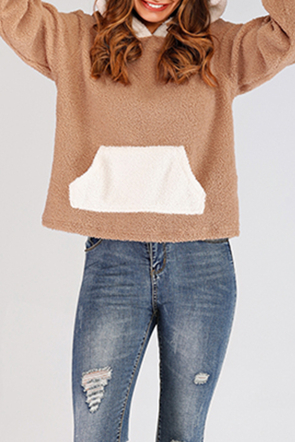 

Lovely Trendy Hooded Collar Khaki Hoodie