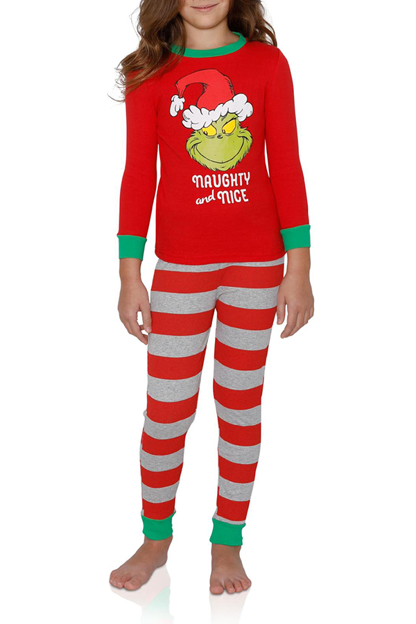 

Lovely Family Printed Red Kids Two-piece Pants Set