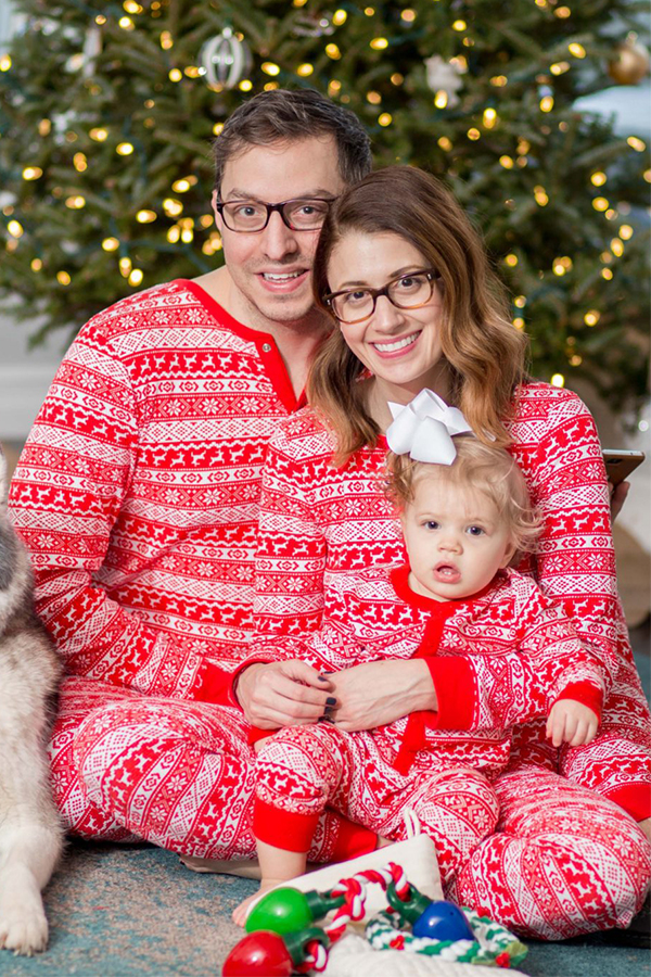 

Lovely Family Printed Father Two-piece Pants Set, Red