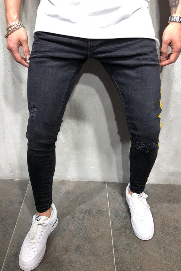 Lovely Street Patchwork Skinny Black Jeans
