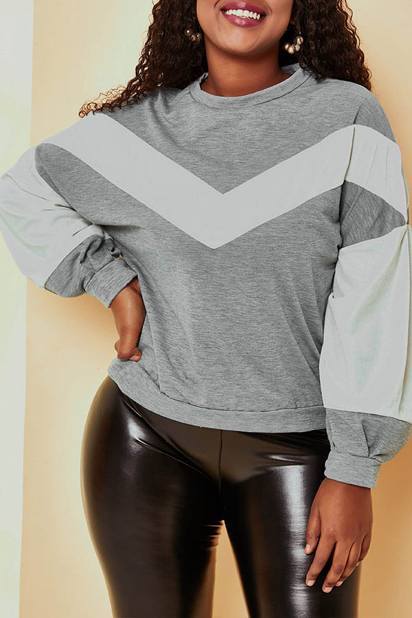 

Lovely Casual Patchwork Grey Sweatshirt Hoodie
