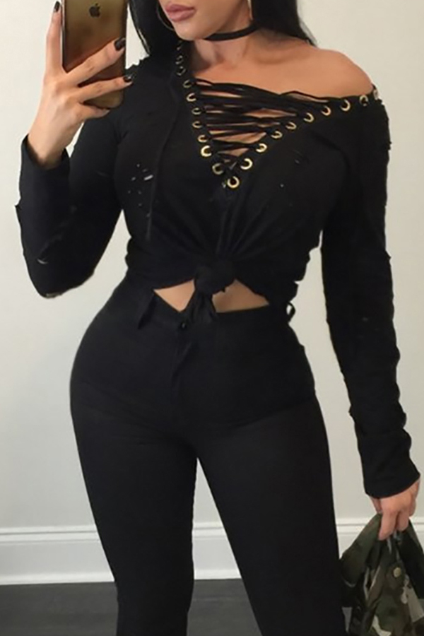 

Lovely Trendy Bandage Design Black T-shirt