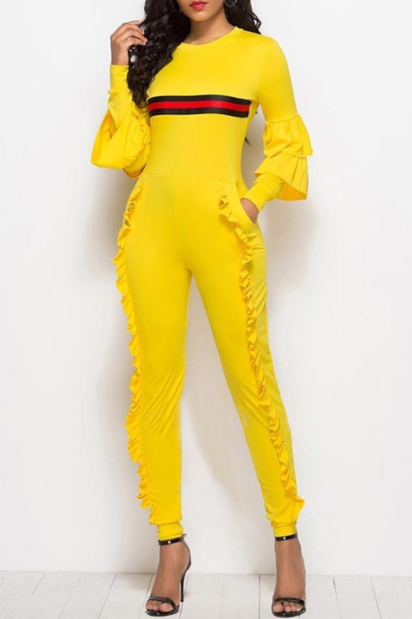 

Lovely Casual Flounce Design Yellow One-piece Jumpsuit