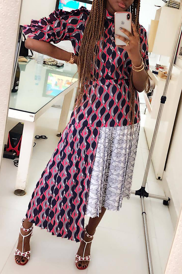 

Lovely Sweet Printed Multicolor Ankle Length Printed Dress, Multi