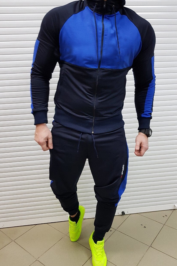 

Lovely Sportswear Patchwork Blue Two-piece Pants Set