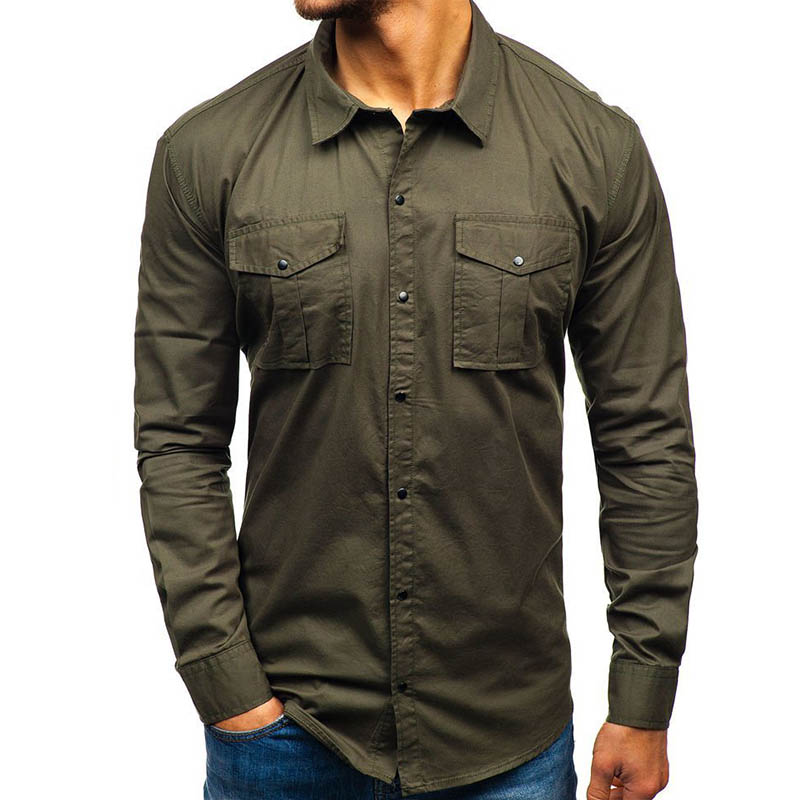 

Lovely Casual Buttons Design Army Green Shirt