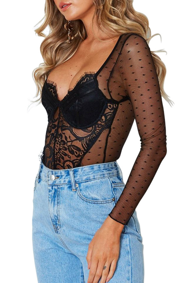 

Lovely Sexy See-through Black Teddies