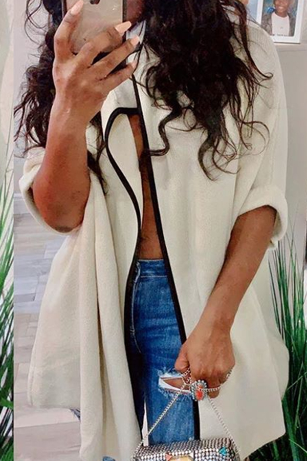 

Lovely Casual Basic White Coat