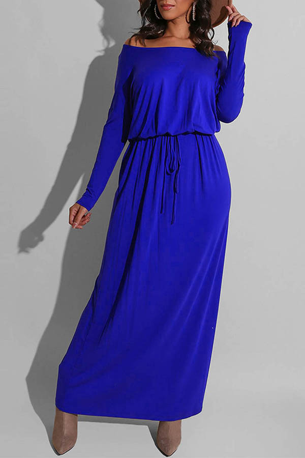 

Lovely Casual Loose Blue Ankle Length Dress