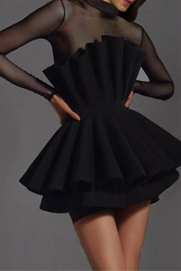 

Lovely Party Layered Black Mini Evening Dress