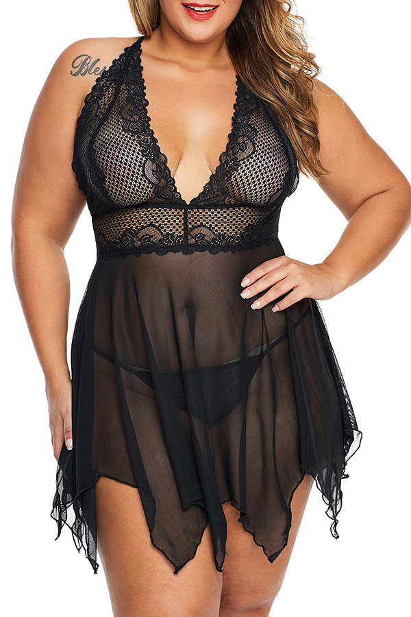 

Lovely Sexy See-through Black Babydolls