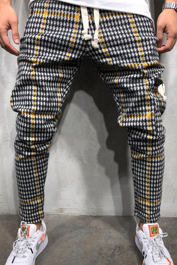 LW Men Plaid Ptinted Yellow Pants