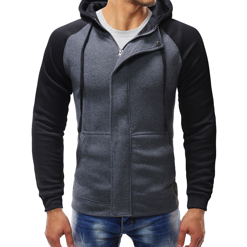 

Lovely Casual Hooded Collar Color-lump Patchwork Grey Hoodie