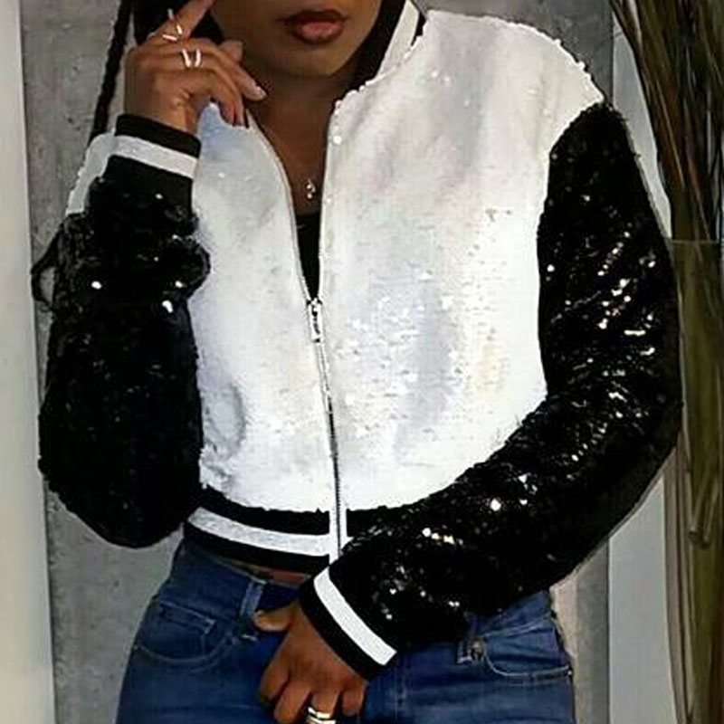 

Lovely Stylish Patchwork Zipper Design Silver Jacket
