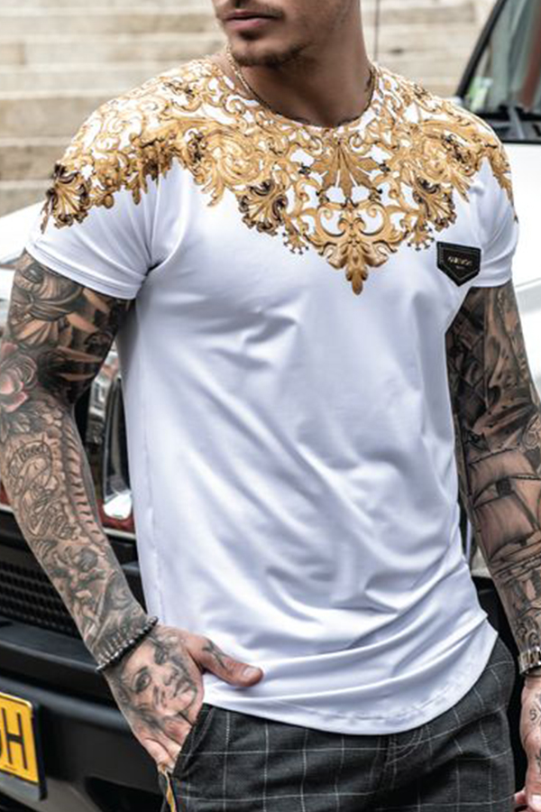 

Lovely Casual O Neck Printed White T-shirt