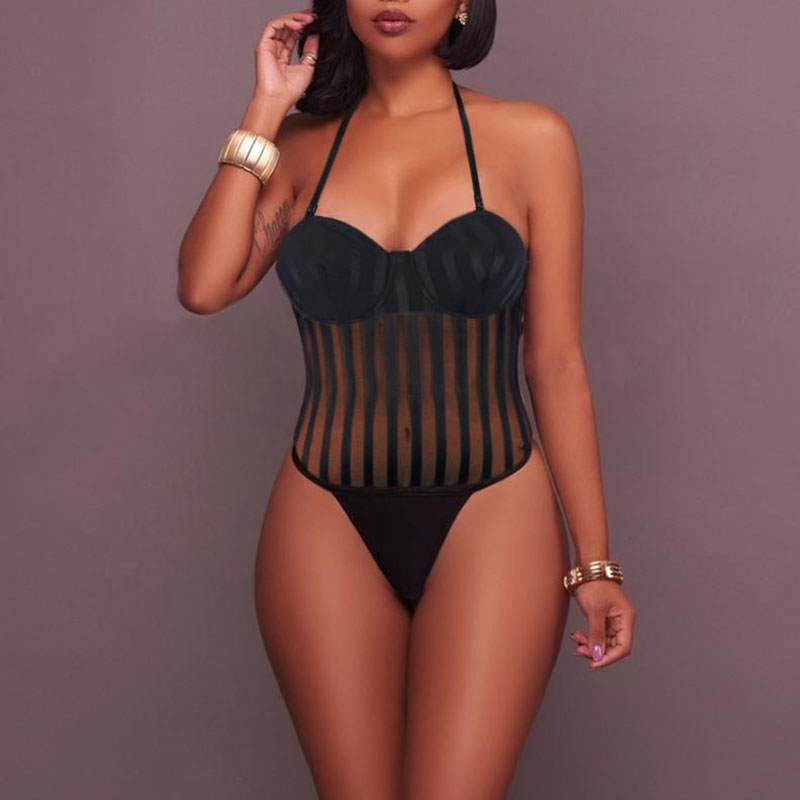 

Lovely Sexy Striped Black Teddies