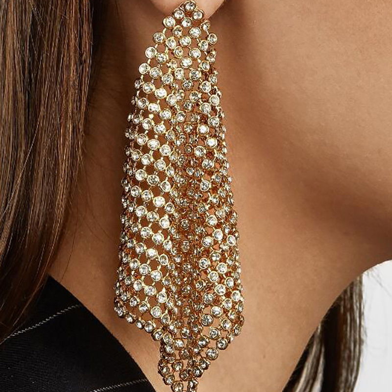 

Lovely Chic Iridescent Rhinestone Gold Metal Earring