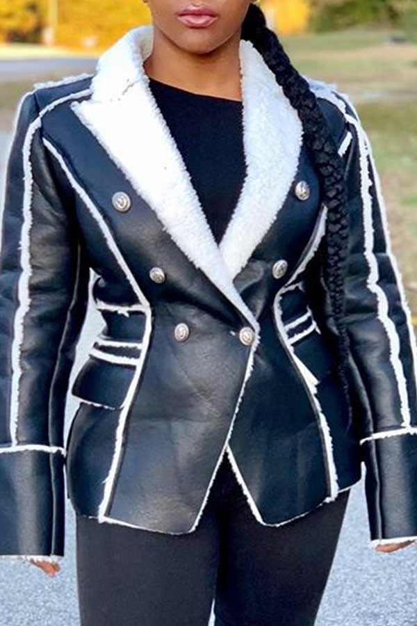 Lovely Casual Patchwork Black Jacket