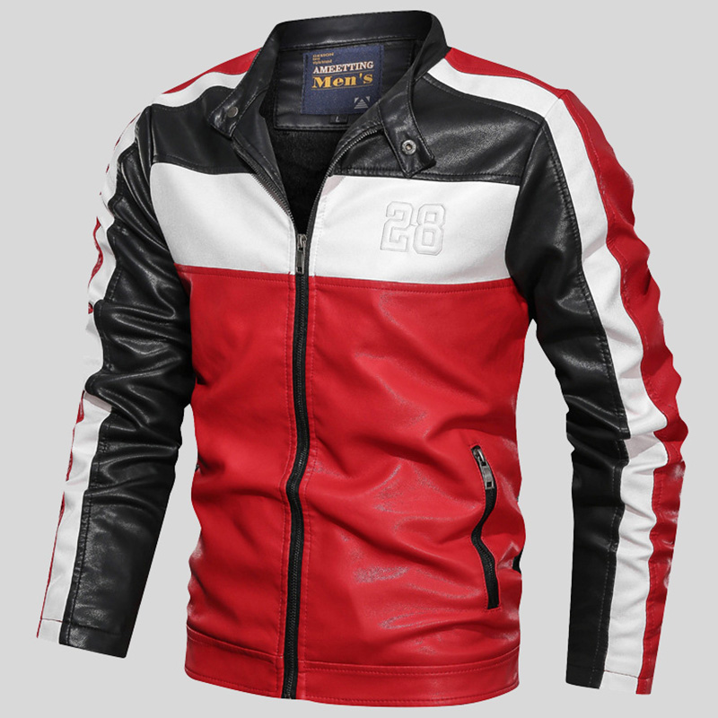

Lovely Casual Letter Patchwork Red Leather