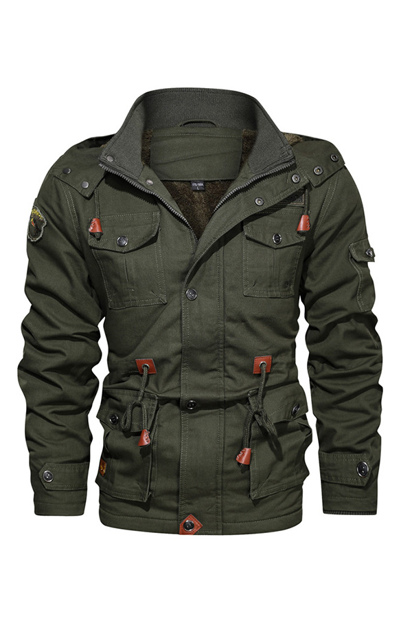 

Lovely Casual Buttons Design Army Green Jacket