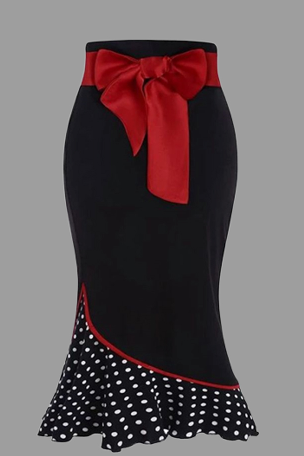 

Lovely Casual Dot Red Plus Size Skirt