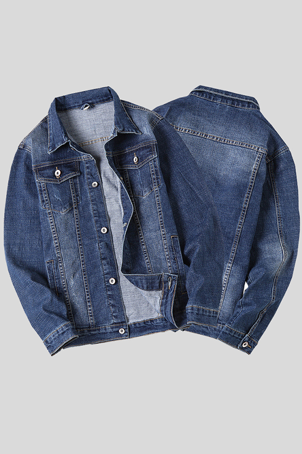 

Lovely Casual Basic Deep Blue Cowboy Wear
