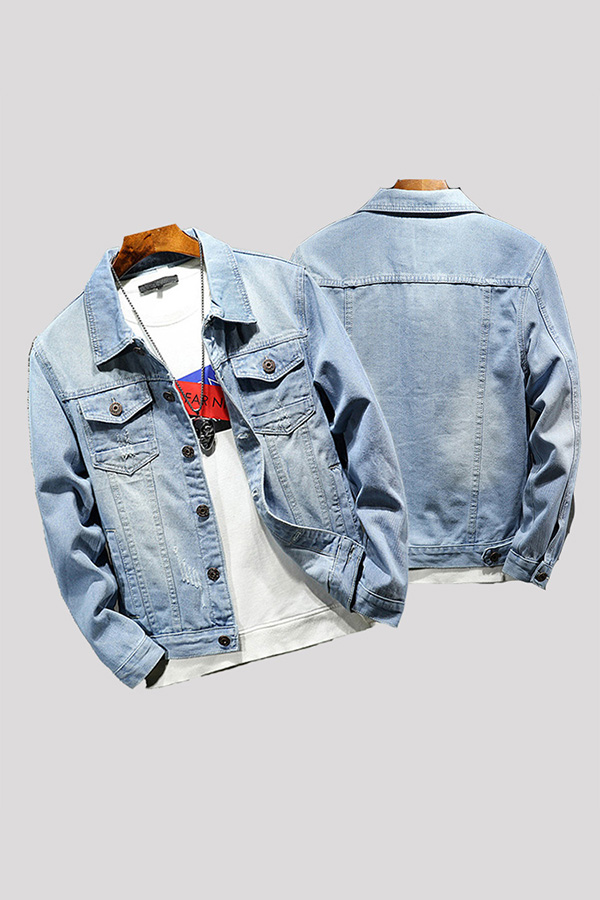 

Lovely Casual Basic Baby Blue Cowboy Wear
