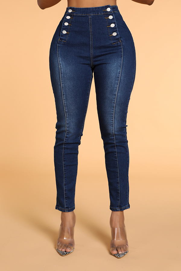 

Lovely Casual Buttons Design Blue Jeans