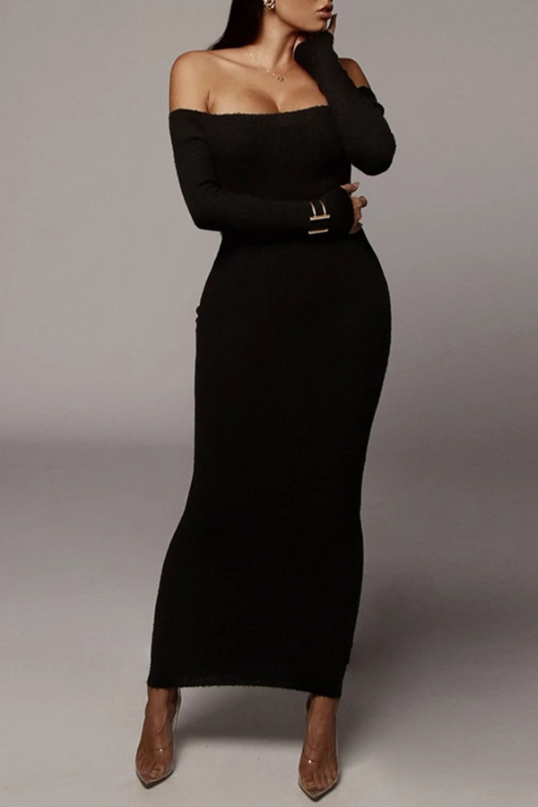 

Lovely Trendy Skinny Black Ankle Length Dress