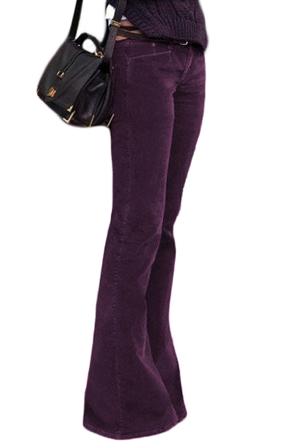 

Lovely Casual Flared Wine Red Pants