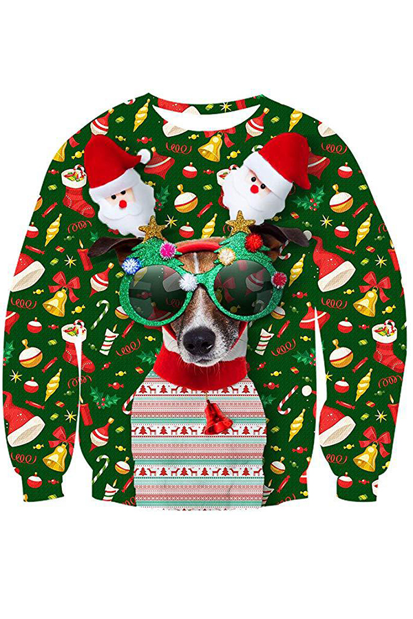 

Lovely Trendy Print Green Sweatshirt Hoodie